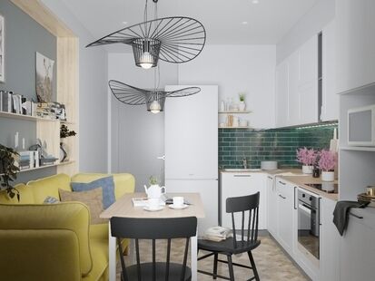 Фото № 3: Дизайн-проект квартиры-студии 28.9  м² Скандинавский стиль для ЖК в г. Пермь