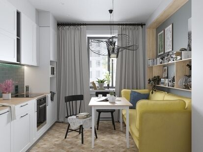 Фото № 4: Дизайн-проект квартиры-студии 28.9  м² Скандинавский стиль для ЖК в г. Пермь