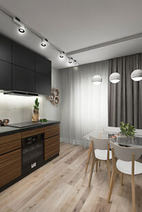 Фото № 1: Дизайн-проект однокомнатной квартиры 40.7  м² Современный стиль для ЖК Лесопарковый