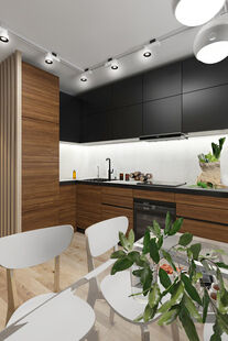 Фото № 4: Дизайн-проект однокомнатной квартиры 40.7  м² Современный стиль для ЖК Лесопарковый