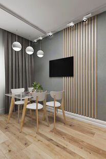 Фото № 2: Дизайн-проект однокомнатной квартиры 40.7  м² Современный стиль для ЖК Лесопарковый