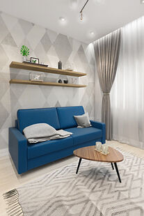 Фото № 3: Дизайн-проект однокомнатной квартиры 40.7  м² Современный стиль для ЖК Лесопарковый