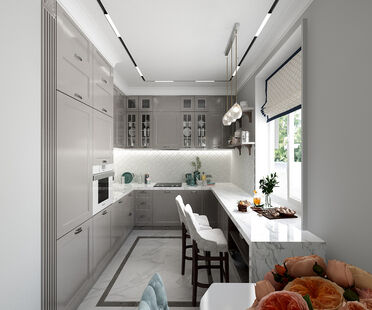 Фото № 5: Дизайн-проект трехкомнатной квартиры 60.69  м² Стиль Современная классика для ЖК Квартал на Никулинской