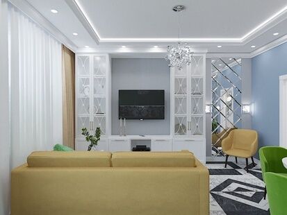 Фото № 5: Дизайн-проект двухкомнатной квартиры 64.37  м² Стиль Фьюжн для ЖК Жилые кварталы