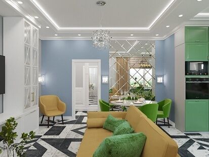 Фото № 6: Дизайн-проект двухкомнатной квартиры 64.37  м² Стиль Фьюжн для ЖК Жилые кварталы
