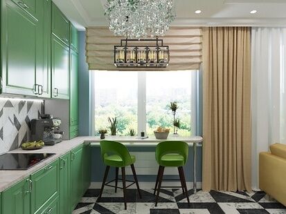 Фото № 4: Дизайн-проект двухкомнатной квартиры 64.37  м² Стиль Фьюжн для ЖК Жилые кварталы