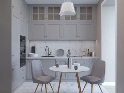 Фото № 1: Дизайн-проект однокомнатной квартиры 43.48  м² Стиль Современная классика для ЖК Скандинавский