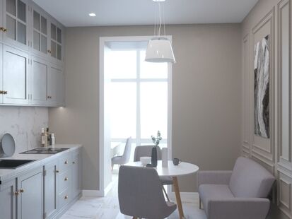 Фото № 2: Дизайн-проект однокомнатной квартиры 43.48  м² Стиль Современная классика для ЖК Скандинавский