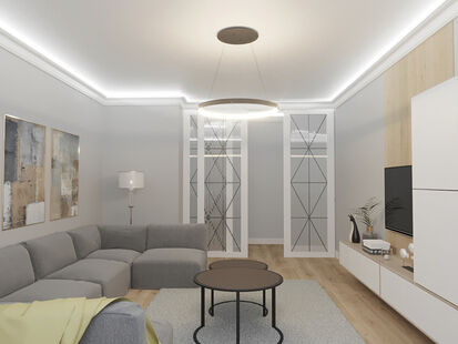 Фото № 1: Дизайн-проект дома/коттеджа 166.2  м² Стиль Эклектика для одноэтажного дома в г. щелково