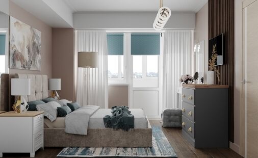 Фото № 1: Дизайн-проект спальни 13.7  м² Современный стиль для ЖК Московский