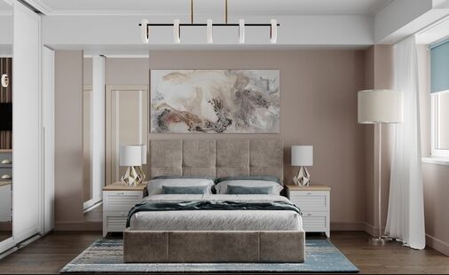 Фото № 2: Дизайн-проект спальни 13.7  м² Современный стиль для ЖК Московский