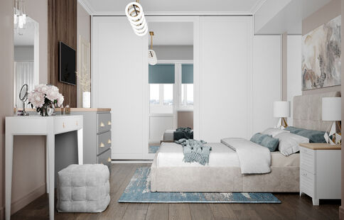 Фото № 3: Дизайн-проект спальни 13.7  м² Современный стиль для ЖК Московский