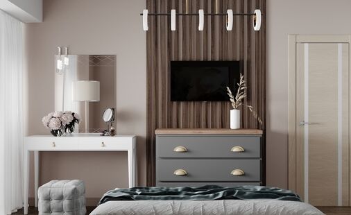 Фото № 4: Дизайн-проект спальни 13.7  м² Современный стиль для ЖК Московский