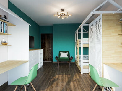 Фото № 2: Дизайн-проект детской 15.4  м² Стиль Контемпорари для ЖК Московский