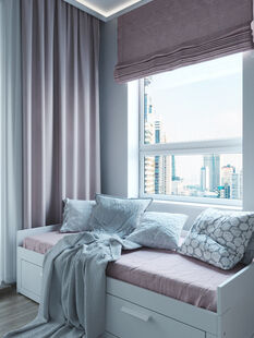 Фото № 5: Дизайн-проект однокомнатной квартиры 41.58  м² стиль Модернизм для ЖК Испанские Кварталы