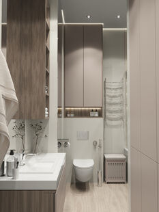 Фото № 2: Дизайн-проект однокомнатной квартиры 41.58  м² стиль Модернизм для ЖК Испанские Кварталы