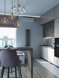 Фото № 3: Дизайн-проект однокомнатной квартиры 41.58  м² стиль Модернизм для ЖК Испанские Кварталы