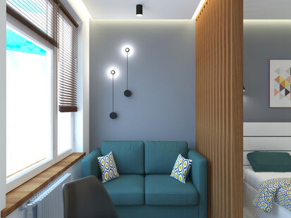 Фото № 2: Дизайн-проект однокомнатной квартиры 34.2  м² Стиль Минимализм для ЖК Рождественский