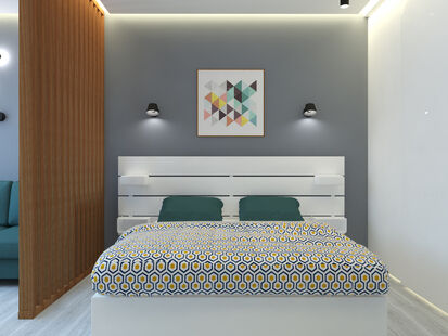 Фото № 4: Дизайн-проект однокомнатной квартиры 34.2  м² Стиль Минимализм для ЖК Рождественский