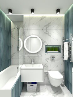 Фото № 3: Дизайн-проект однокомнатной квартиры 34.2  м² Стиль Минимализм для ЖК Рождественский