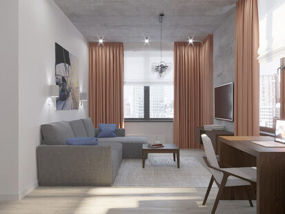 Фото № 1: Дизайн-проект трехкомнатной квартиры 80.7  м² стиль Модернизм для ЖК Маяковский