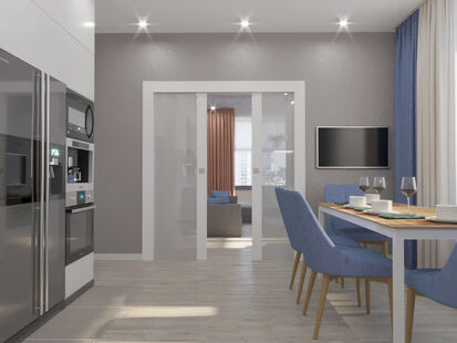 Фото № 6: Дизайн-проект трехкомнатной квартиры 80.7  м² стиль Модернизм для ЖК Маяковский