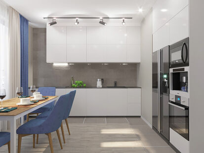 Фото № 3: Дизайн-проект трехкомнатной квартиры 80.7  м² стиль Модернизм для ЖК Маяковский