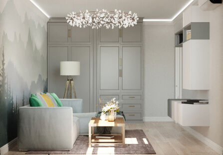 Фото № 2: Дизайн-проект двухкомнатной квартиры 53.27  м² Современный стиль для ЖК Московский