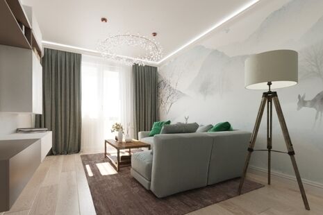 Фото № 3: Дизайн-проект двухкомнатной квартиры 53.27  м² Современный стиль для ЖК Московский