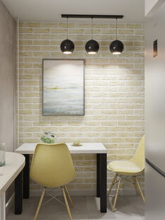 Фото № 4: Дизайн-проект двухкомнатной квартиры 48.38  м² Стиль Фьюжн для ЖК Московский