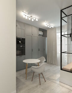 Фото № 2: Дизайн-проект квартиры-студии 32.7  м² Стиль Минимализм для ЖК Свой