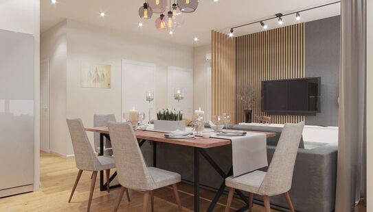 Фото № 3: Дизайн-проект двухкомнатной квартиры 75.6  м² Современный стиль для ЖК Первый Московский