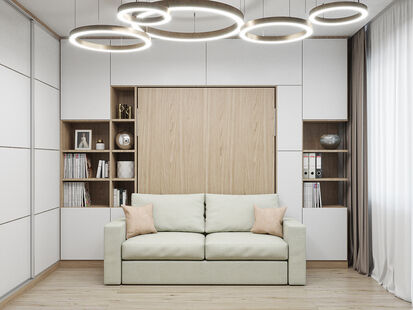 Фото № 6: Дизайн-проект двухкомнатной квартиры 49.5  м² стиль Модернизм для ЖК Московский