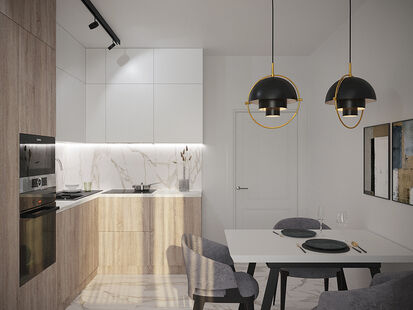 Фото № 1: Дизайн-проект четырехкомнатной квартиры 86.4  м² стиль Модернизм для ЖК Лучи