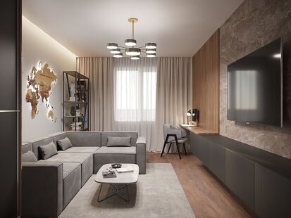 Фото № 3: Дизайн-проект четырехкомнатной квартиры 86.4  м² стиль Модернизм для ЖК Лучи