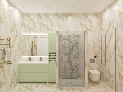 Фото № 2: Дизайн-проект трехкомнатной квартиры 73.69  м² Стиль Классика для ЖК Хэдлайнер