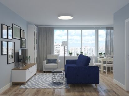 Фото № 1: Дизайн-проект трехкомнатной квартиры 70.6  м² Скандинавский стиль для ЖК Московский