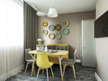 Фото № 1: Дизайн-проект четырехкомнатной квартиры 77.3  м² Стиль Эклектика для ЖК Московский