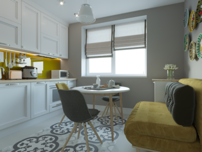 Фото № 5: Дизайн-проект четырехкомнатной квартиры 77.3  м² Стиль Эклектика для ЖК Московский