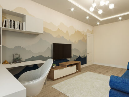 Фото № 6: Дизайн-проект четырехкомнатной квартиры 77.3  м² Стиль Эклектика для ЖК Московский