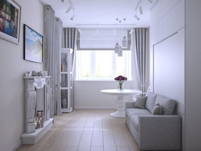 Фото № 3: Дизайн-проект однокомнатной квартиры 42.52  м² Стиль Современная классика для ЖК А101