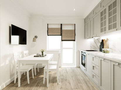 Фото № 4: Дизайн-проект двухкомнатной квартиры 75.42  м² Стиль Американская классика для ЖК Московский