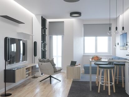 Фото № 5: Дизайн-проект квартиры-студии 31.12  м² Современный стиль для ЖК в г. Люберцы