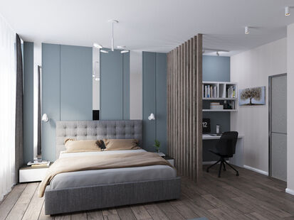 Фото № 5: Дизайн-проект двухкомнатной квартиры 45.7  м² стиль Модернизм для ЖК Парад Планет