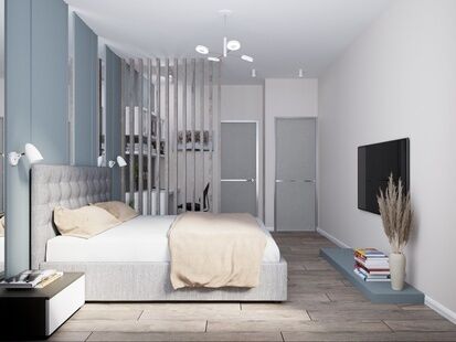 Фото № 6: Дизайн-проект двухкомнатной квартиры 45.7  м² стиль Модернизм для ЖК Парад Планет