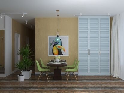 Фото № 1: Дизайн-проект четырехкомнатной квартиры 70.73  м² Стиль Фьюжн для ЖК Измайловский 11