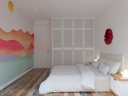 Фото № 6: Дизайн-проект четырехкомнатной квартиры 70.73  м² Стиль Фьюжн для ЖК Измайловский 11