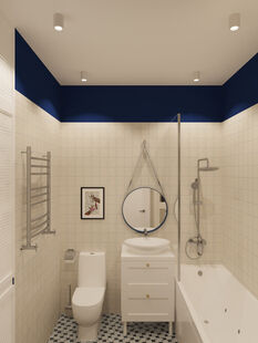 Фото № 4: Дизайн-проект четырехкомнатной квартиры 70.73  м² Стиль Фьюжн для ЖК Измайловский 11