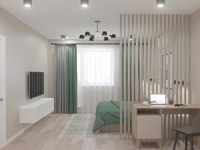 Фото № 3: Дизайн-проект двухкомнатной квартиры 47.65  м² Скандинавский стиль для клубного дома в люберцах