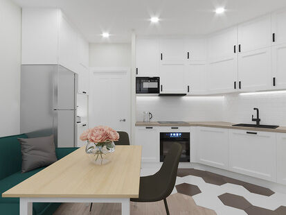 Фото № 2: Дизайн-проект двухкомнатной квартиры 47.65  м² Скандинавский стиль для клубного дома в люберцах